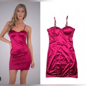 Roma Deep Red Slip Mini Lingerie Dress Corset Style Padded Bra Size Large